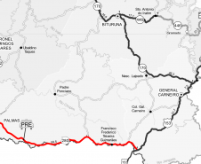 Mapa do trecho da PRC-280 atendido na licitação