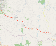 Mapa do trecho da PRC-280 entre Pato Branco e Clevelândia