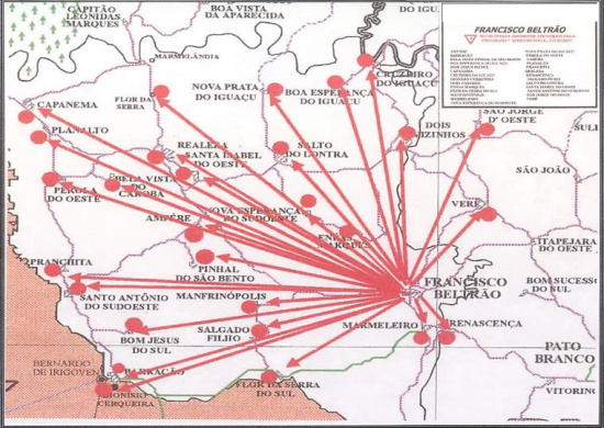 Mapa dos municípios atendidos pela EPET/Francisco Beltrão