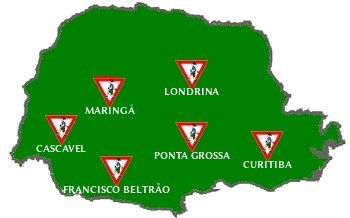 Mapa indicando o local de cada escola