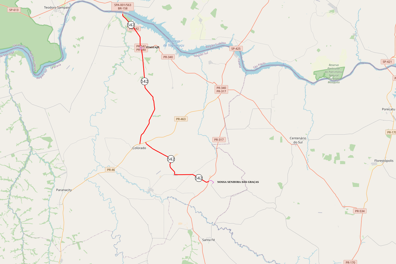 PR-542 entre Nossa Senhora das Graças e Itaguajé