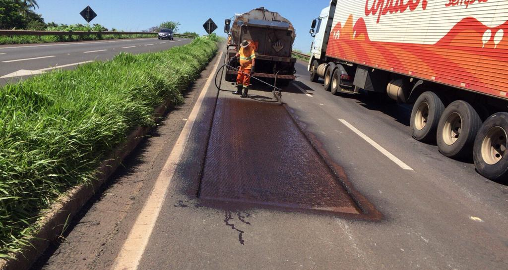 km 190+500 L.D P.1 Pintura de ligação Remendos Superficiais