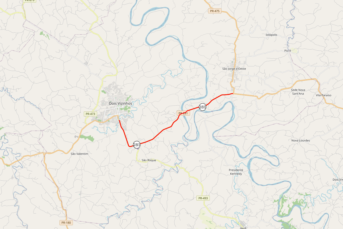 PR-281 Mapa Dois Vizinhos - São Jorge do Oeste