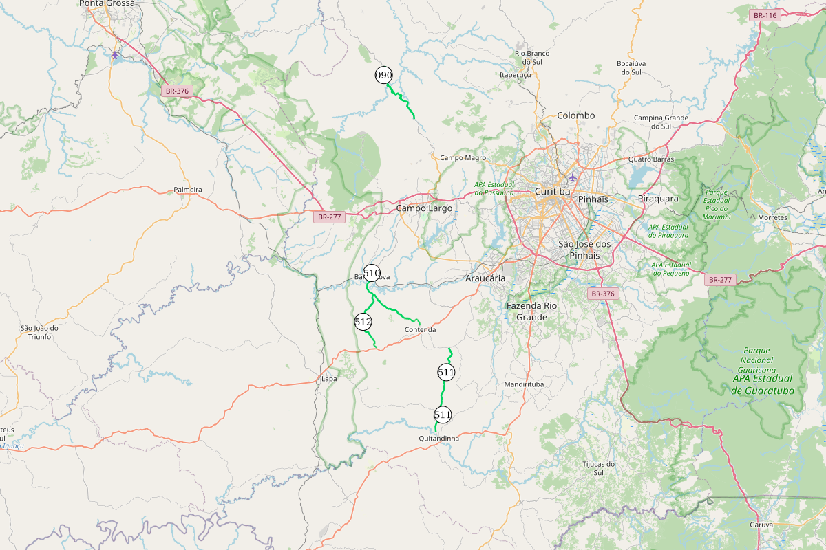 Mapa - Estrada do Cerne e Rodovia da Maçã