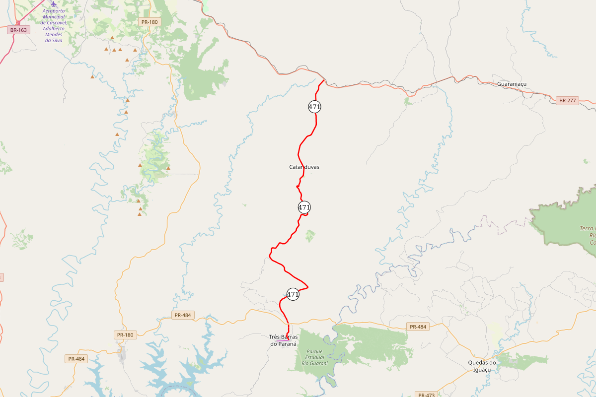PR-471 Catanduvas a Três Barras do Paraná - mapa