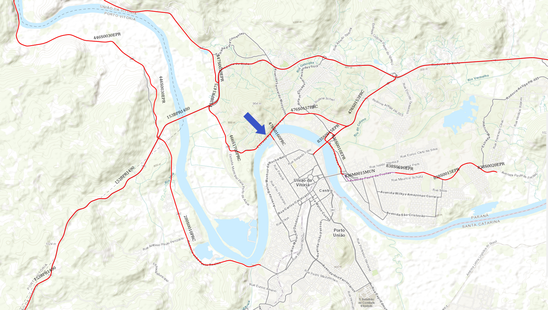 Mapa indicando o local em obras