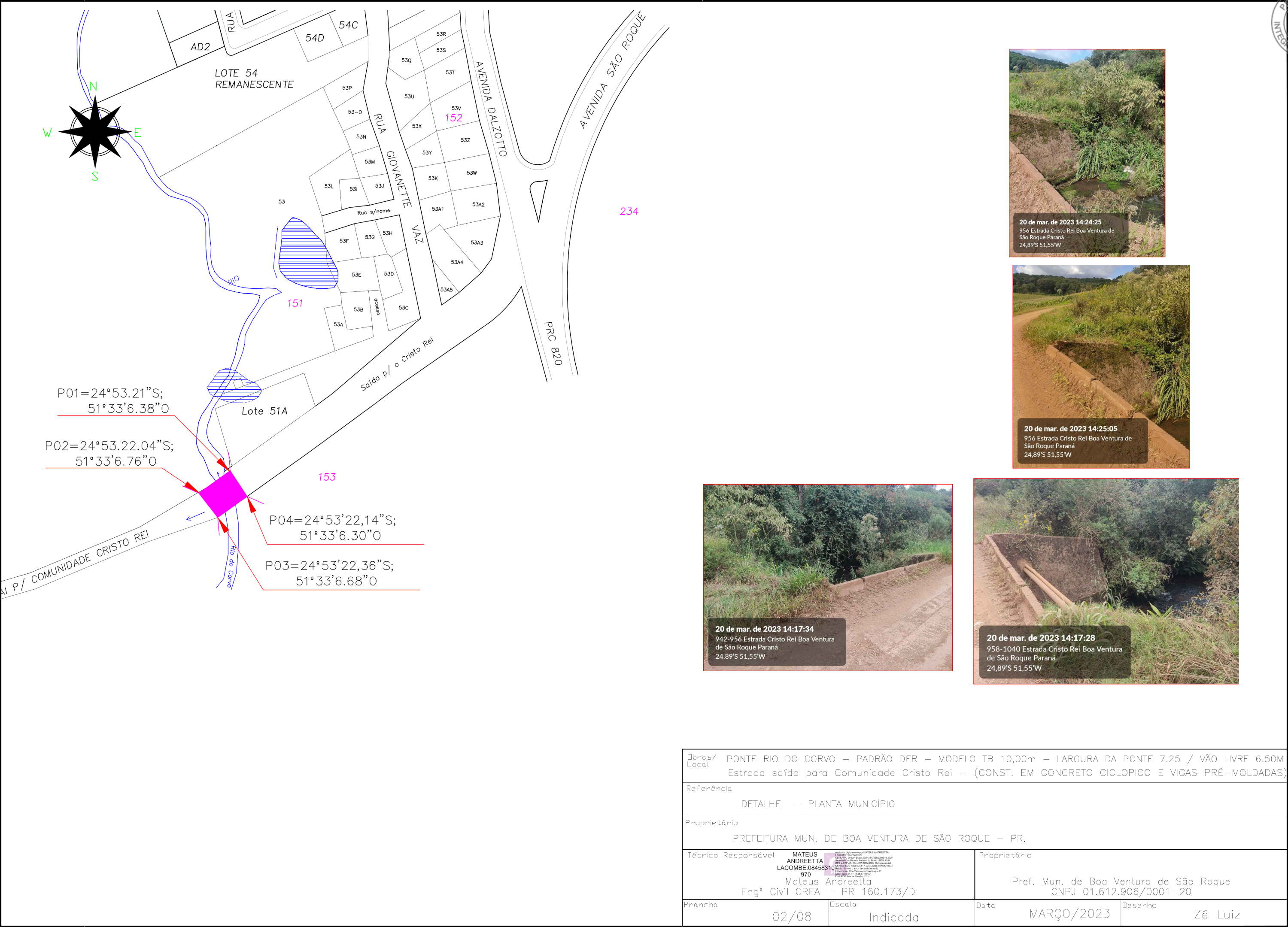 Ponte do Rio Corvo em Boa Ventura de São Roque - localização