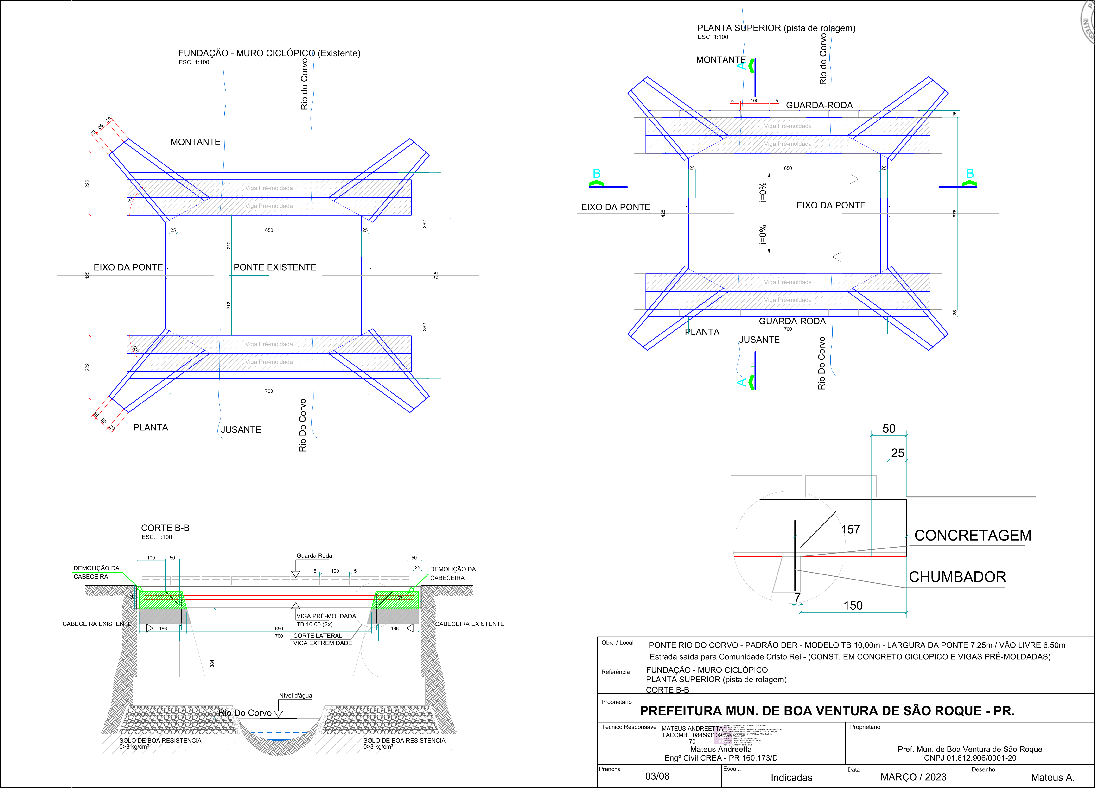 Ponte do Rio Corvo em Boa Ventura de São Roque - folha do projeto