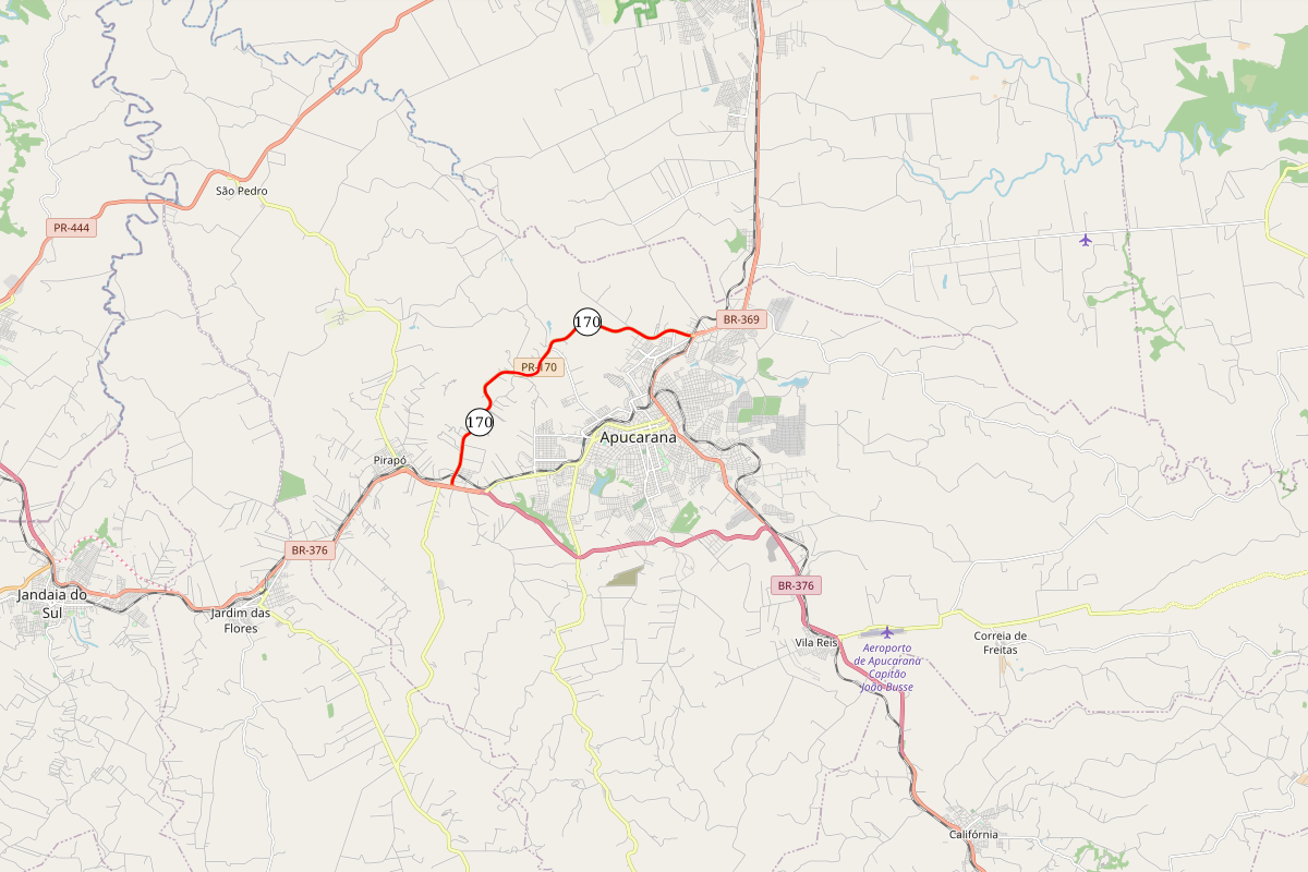 Mapa do Contorno Norte de Apucarana (PR-170)