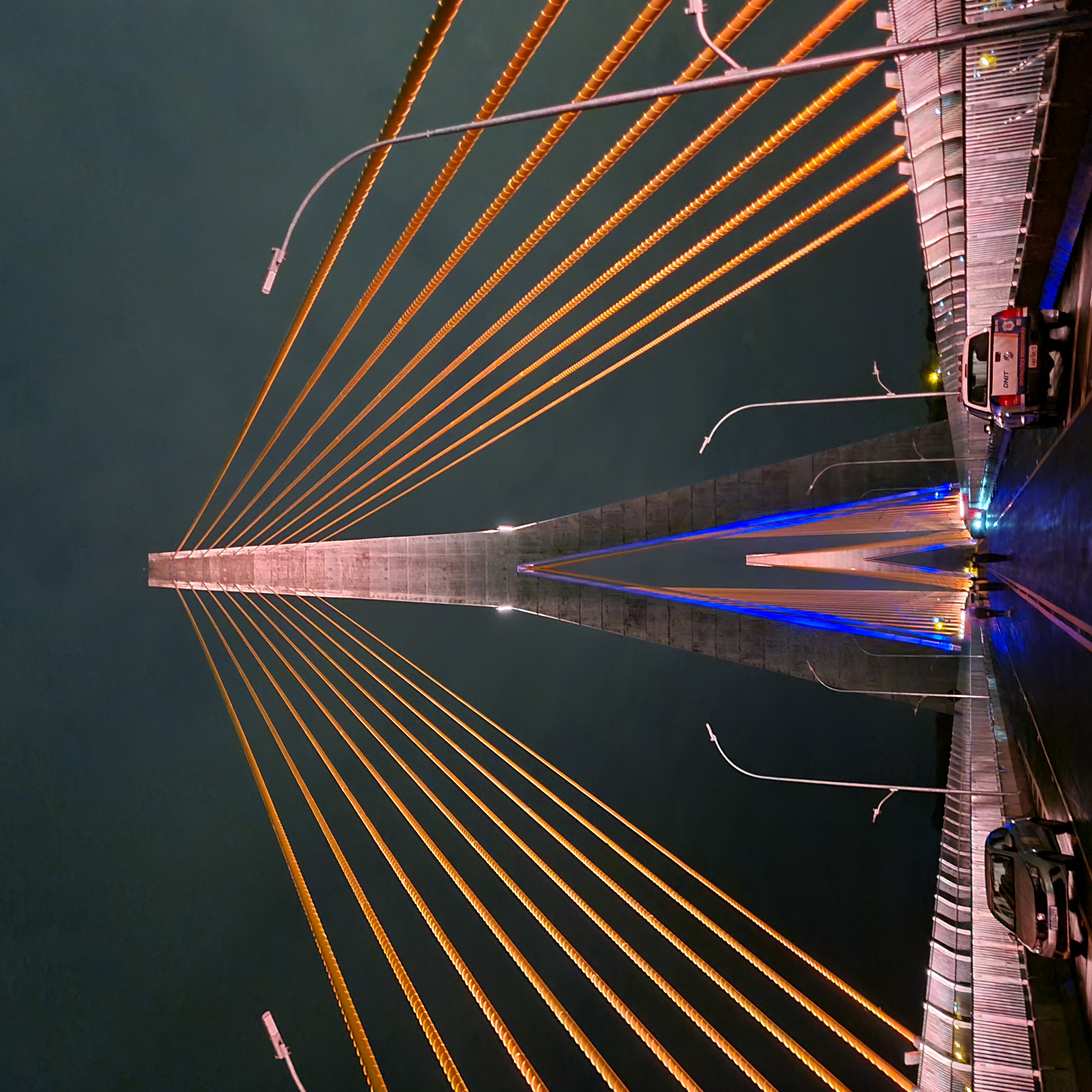 Teste da iluminação cênica da Ponte da Integração Brasil - Paraguai