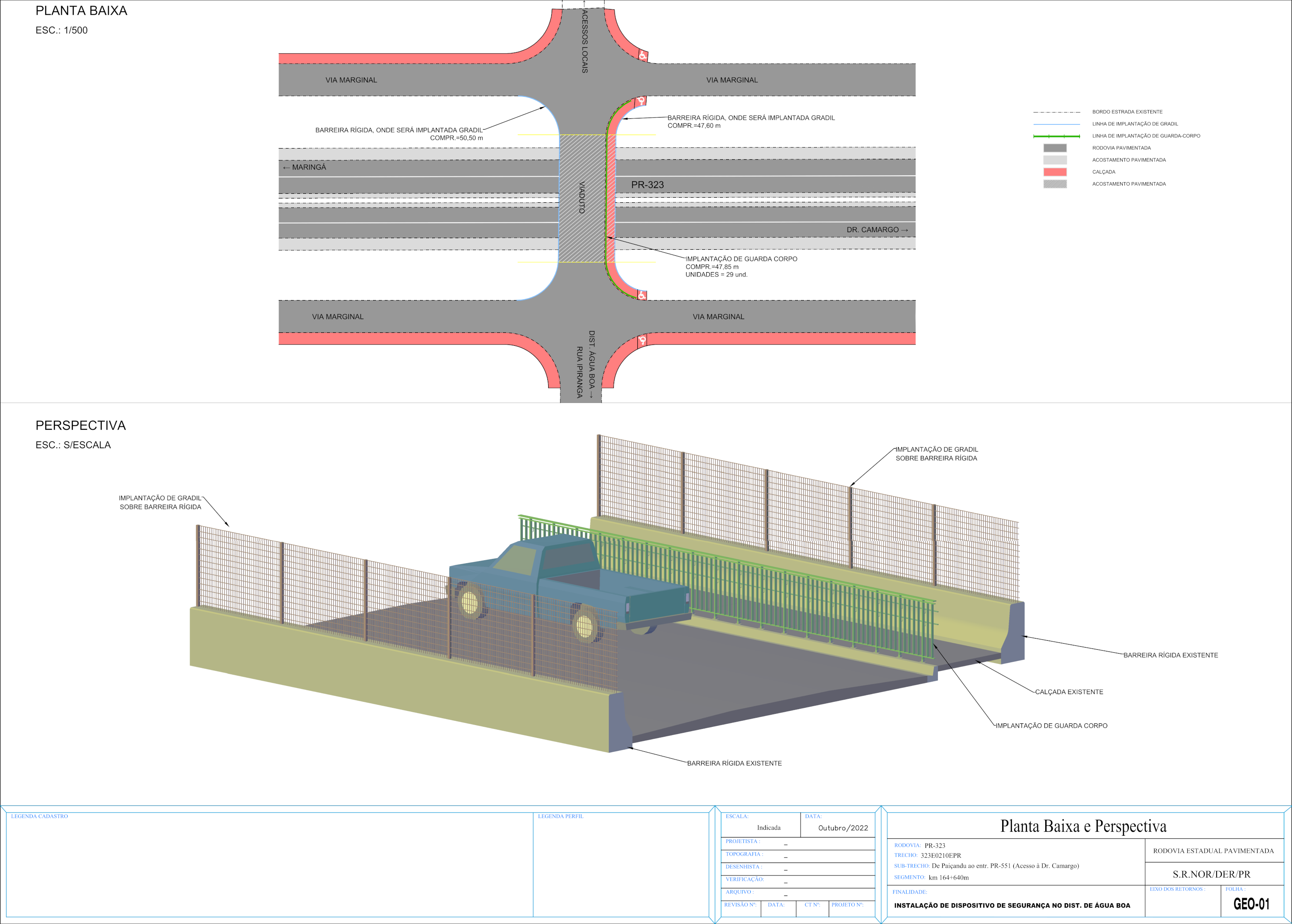 Folha do projeto de melhorias em viaduto de Água Boa, distrito de Paiçandu