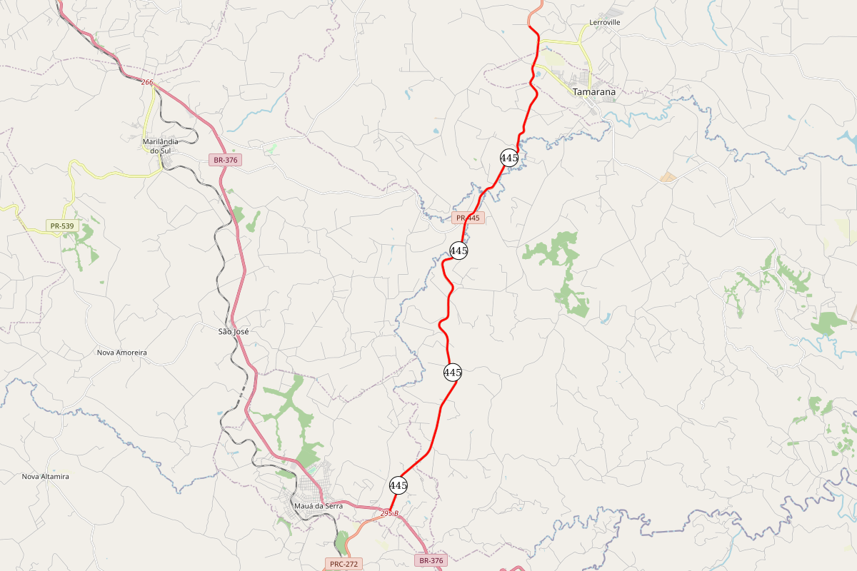 PR-445 - mapa do trecho