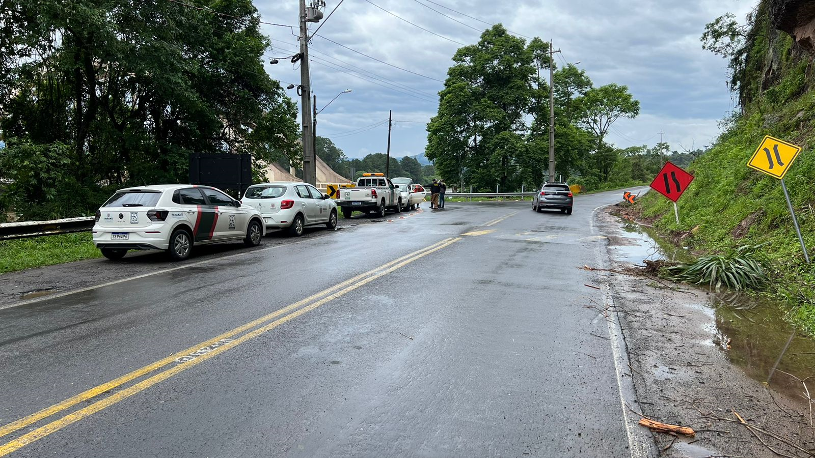 Início da PRC-466 em União da Vitória, ponto de bloqueio
