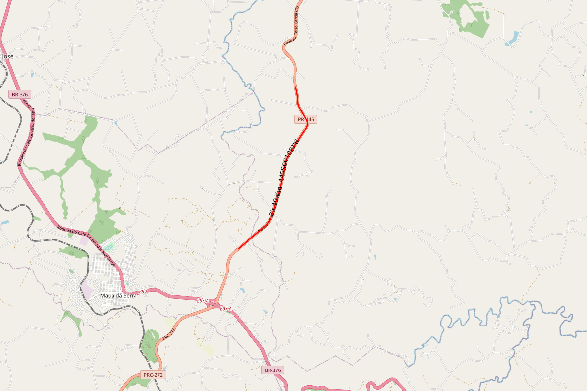 Trecho duplicado da PR-445 onde será realizado o desvio