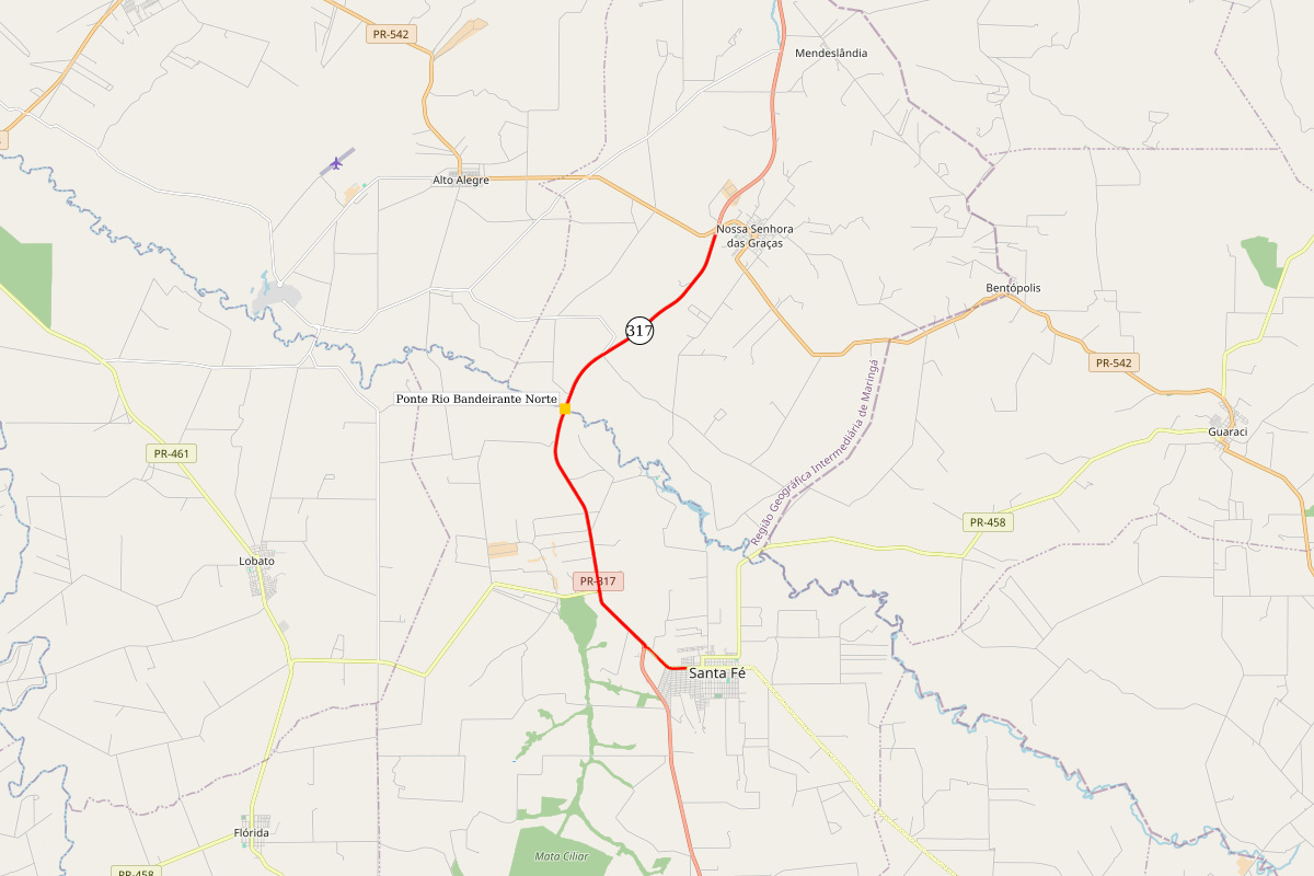 Mapa indicando a localização da ponte