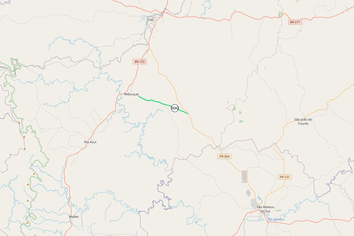 PR-990 entre Rebouças e a PR-364
