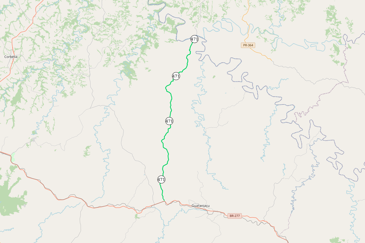 Mapa do trecho da PR-471 atendido