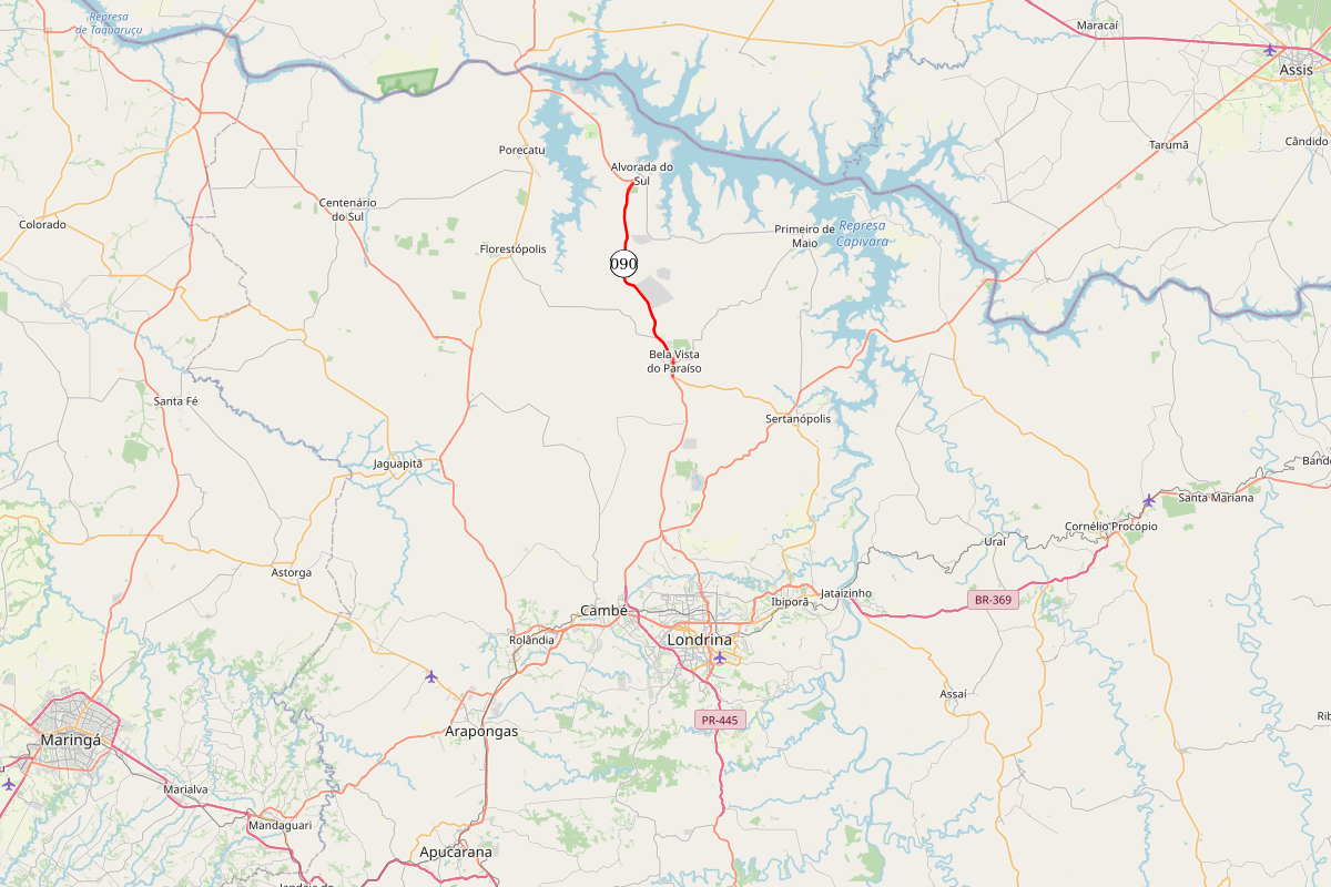 Conservação da PR-090 entre Bela Vista do Paraíso e Alvorada do Sul