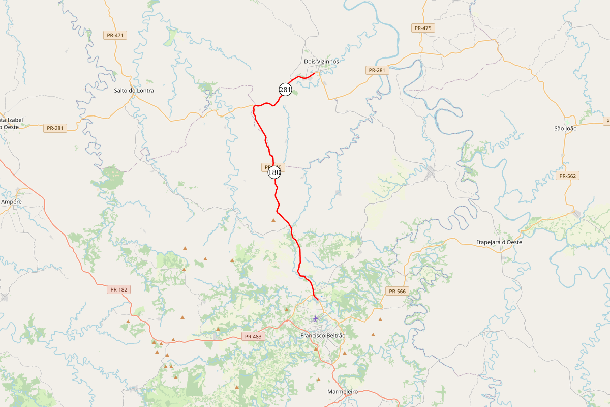 Mapa indicando os trechos contemplados no edital