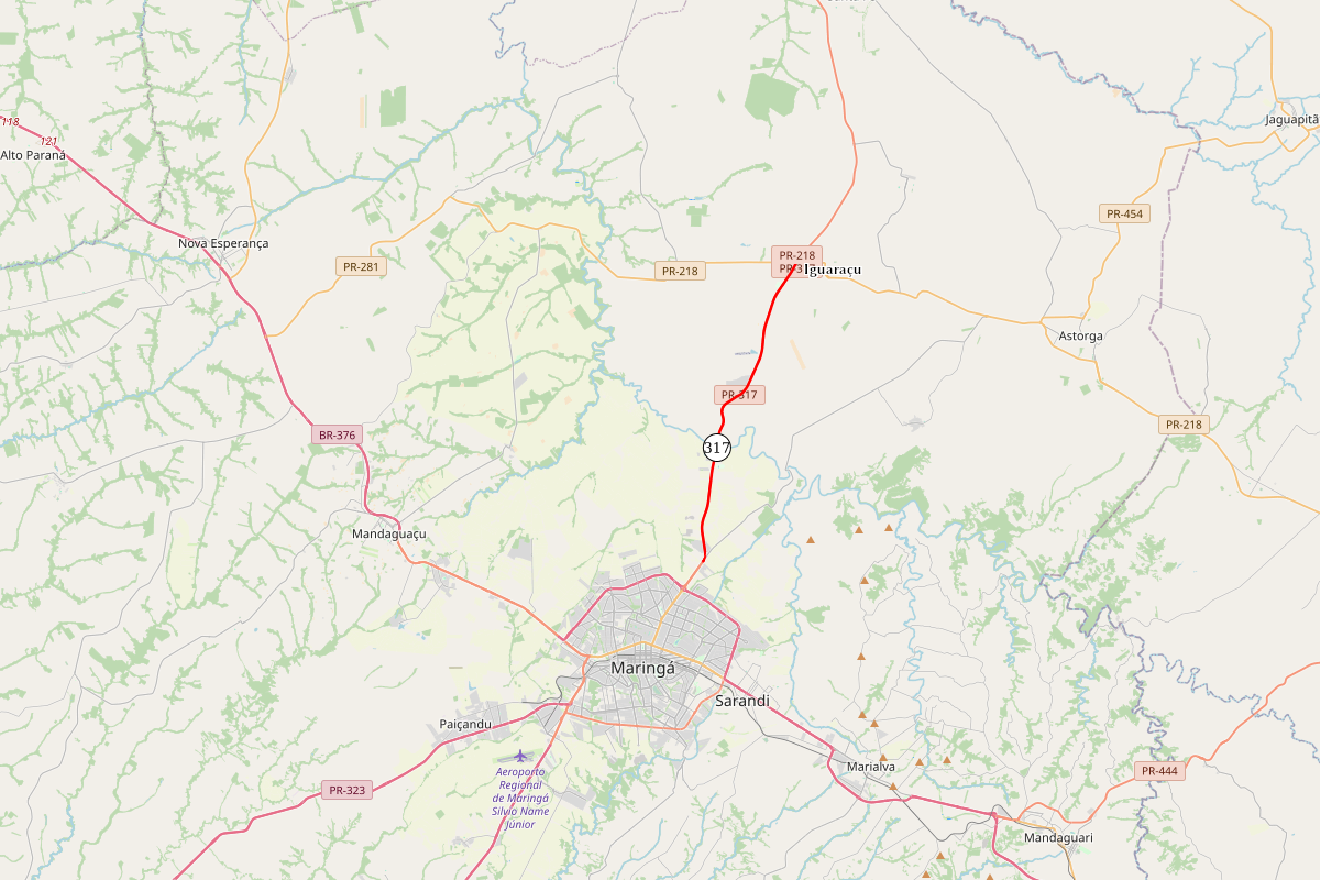 Trecho da PR-317 entre Maringá e Iguaraçu