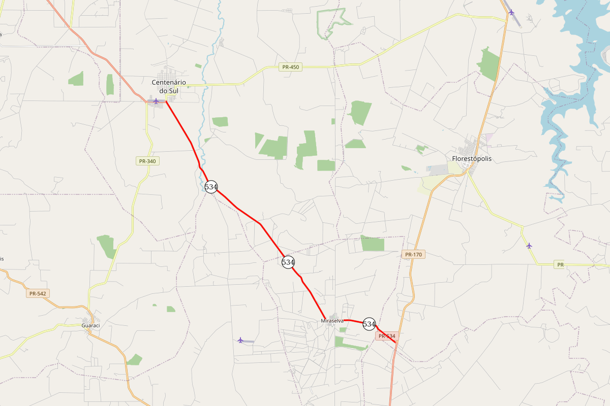 PR-534 entre Miraselva e Centenário do Sul recebendo serviços do Proseg Paraná