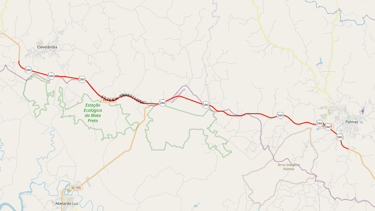 PRC-280 whitetopping entre Palmas e Clevelândia