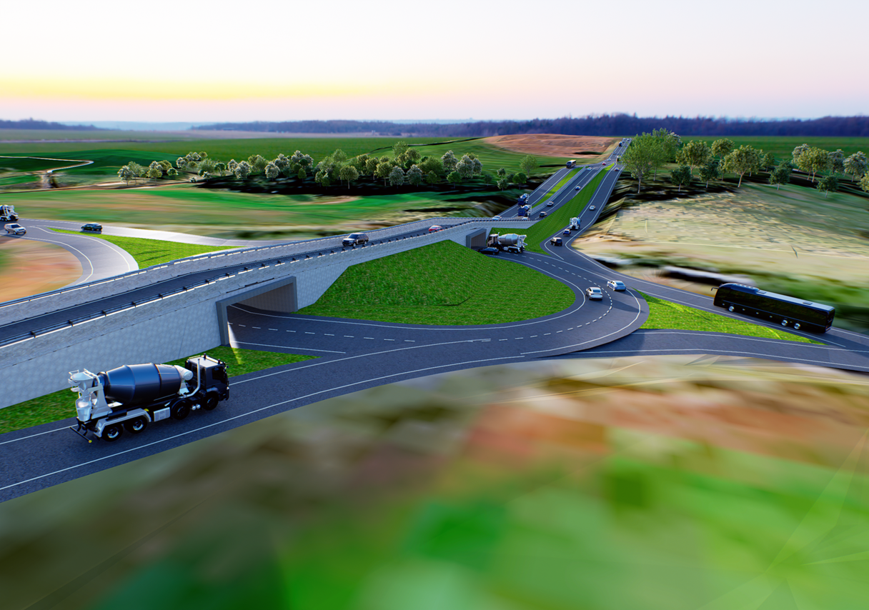 PRC-466 whitetopping Pitanga Manoel Ribas - maquete viaduto com a PRC-487