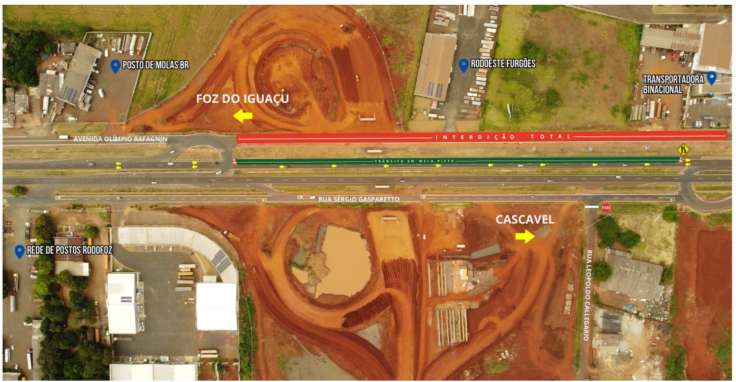 Mapa detalhando local do bloqueio de tráfego
