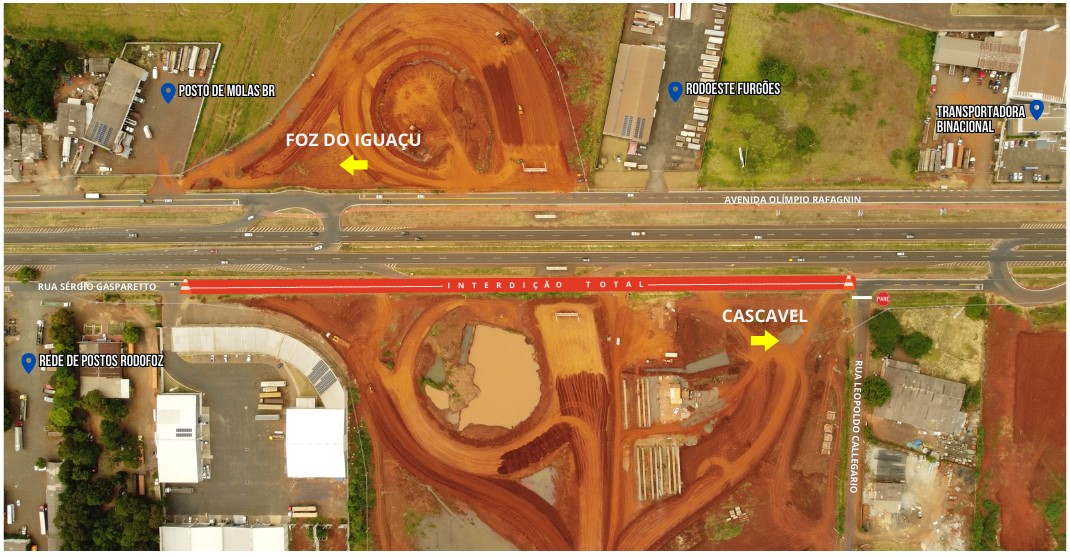Croqui indicando o bloqueio da via marginal
