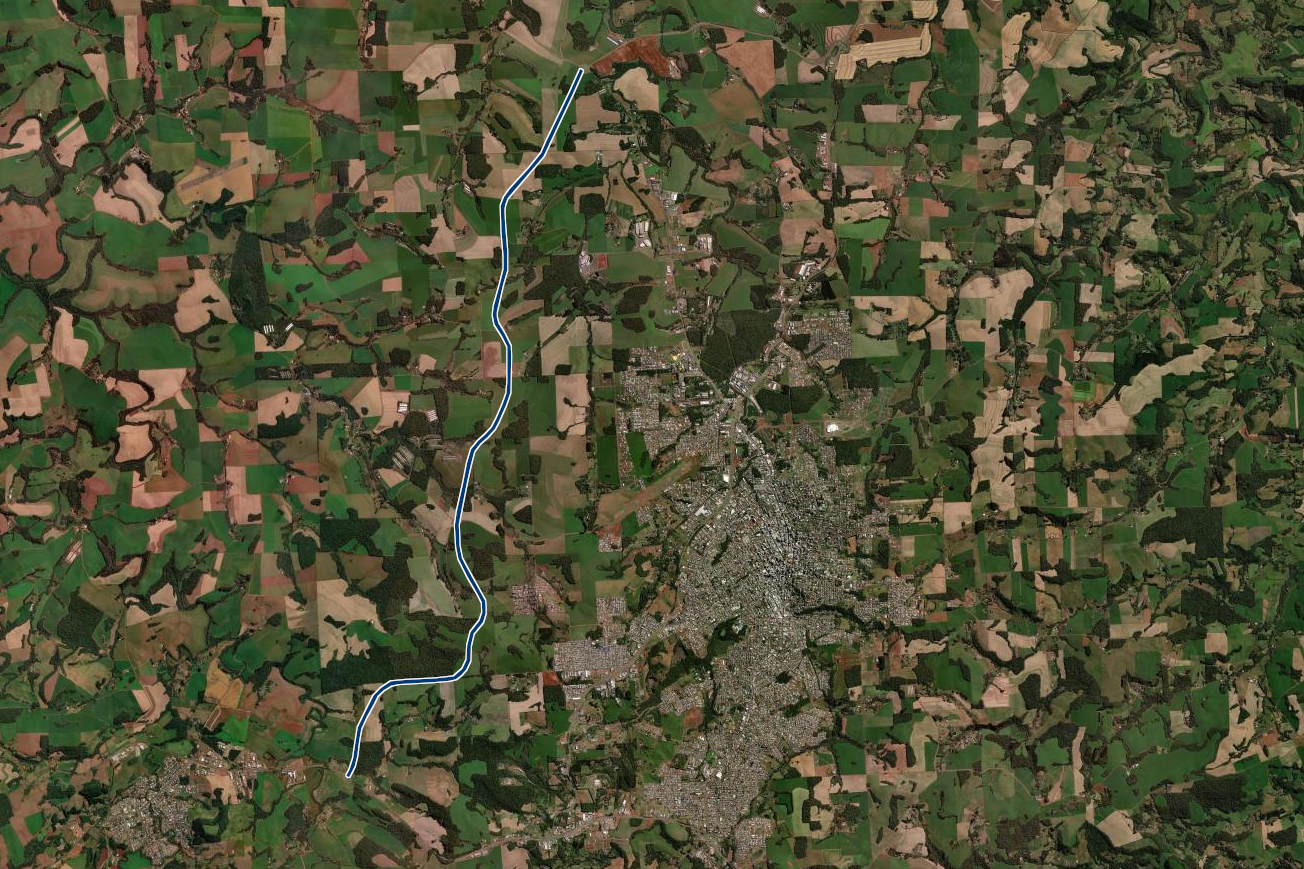 Mapa do lote 2 do Contorno Noroeste de Pato Branco