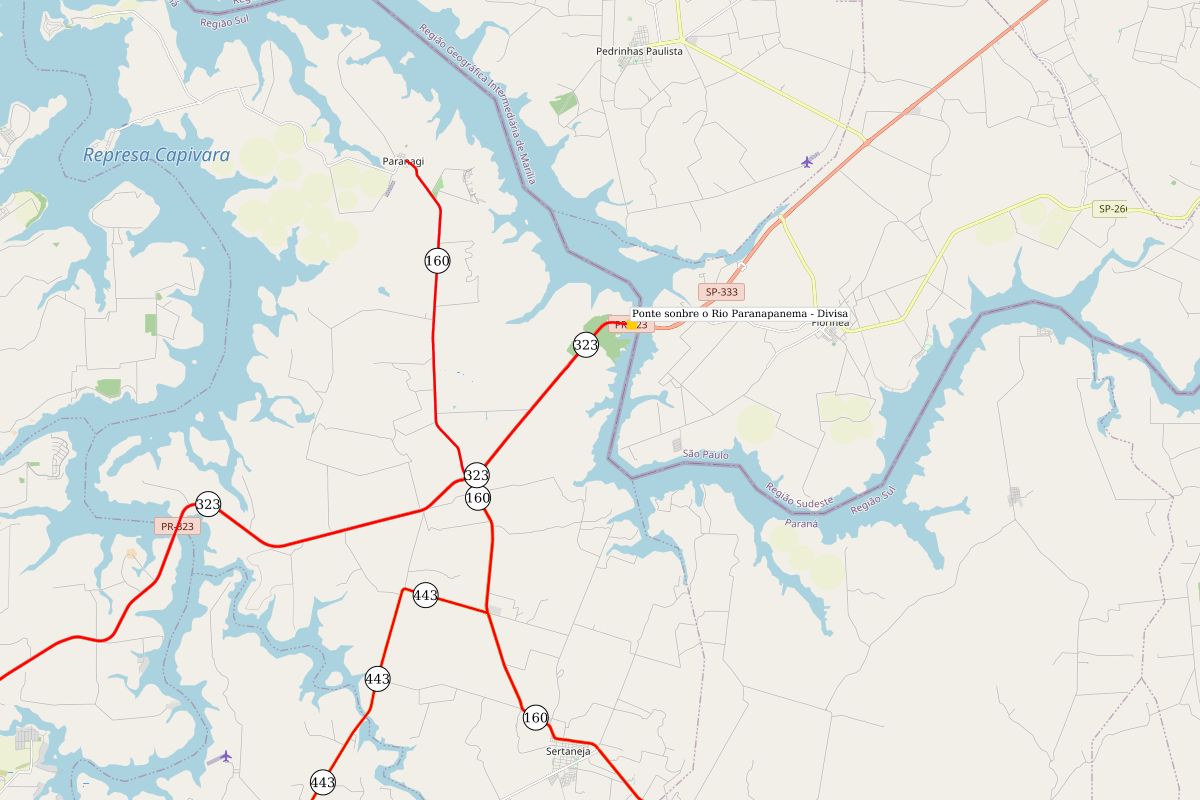 Mapa indicando localização da ponte