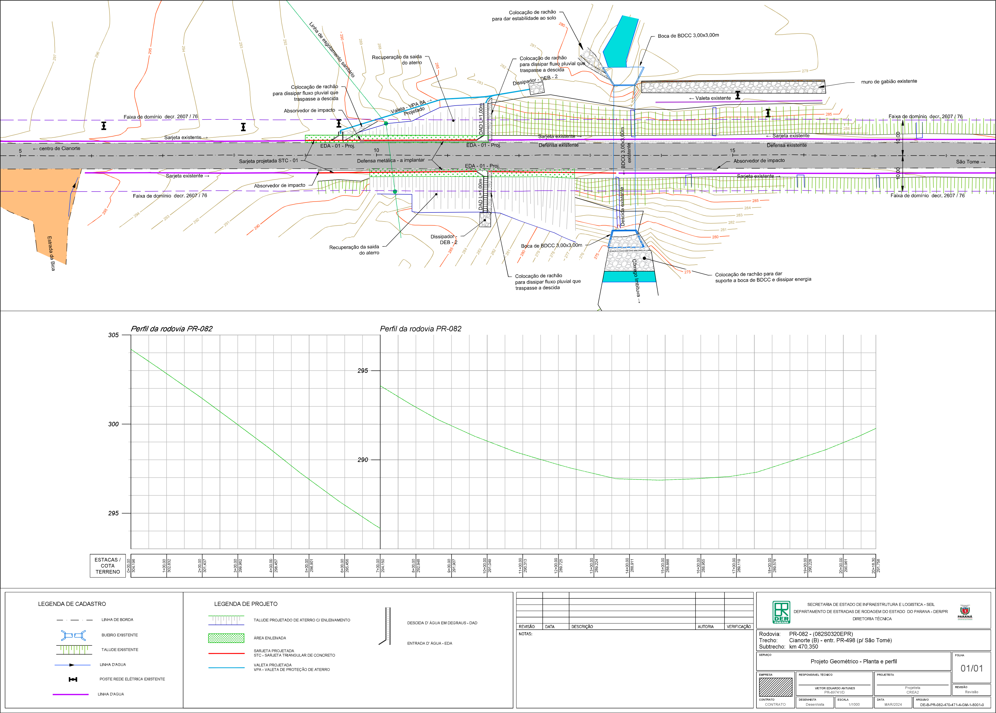 Folha do projeto geométrico da obra