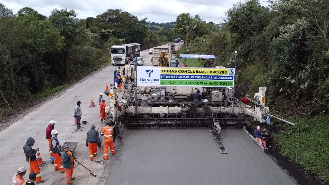 PRC-280 final da concretagem entre Clevelândia e Pato Branco