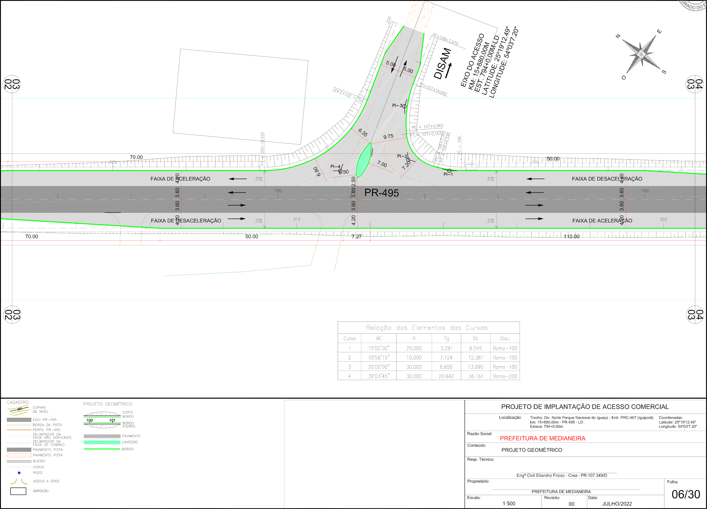 Projeto geométrico do novo trevo da PR-495