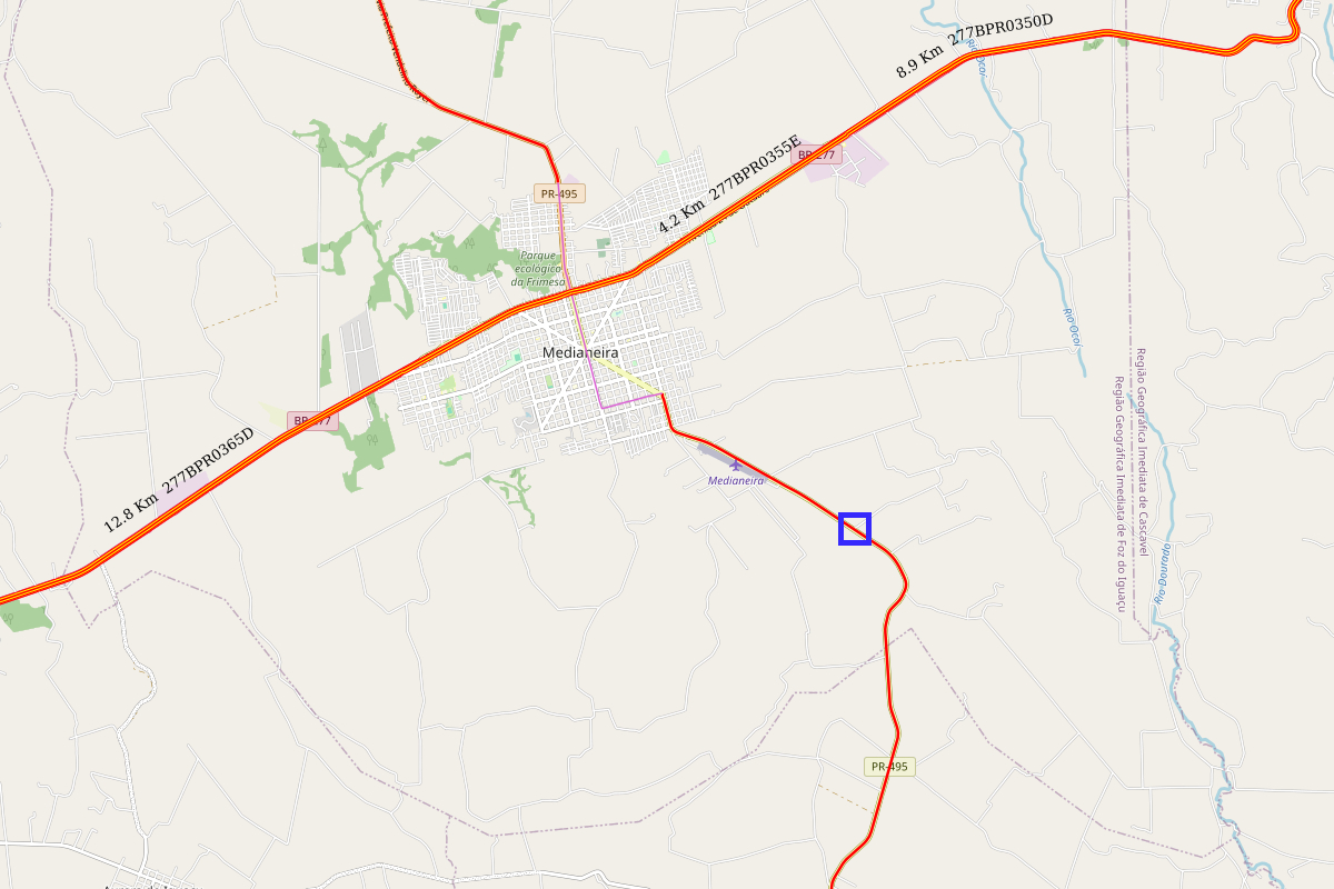 Mapa indicando local do novo trevo de Medianeira
