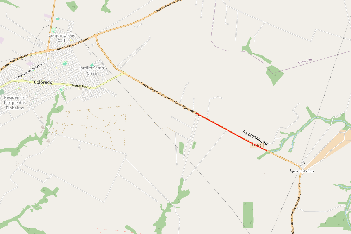 Mapa indicando trecho da PR-542 em Colorado objeto do projeto