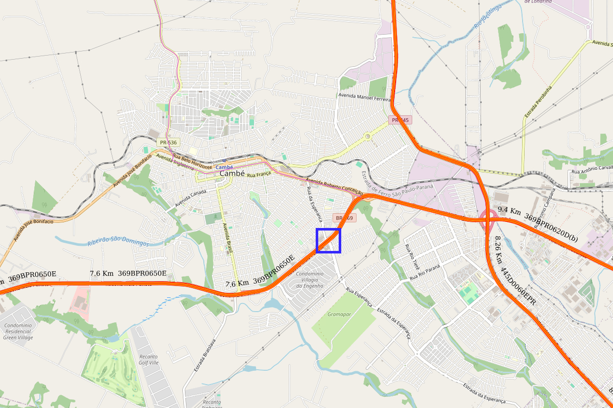 Mapa indicando local do novo Trevo da Esperança