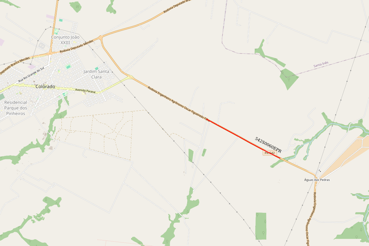 Mapa indicando trecho da PR-542 em Colorado