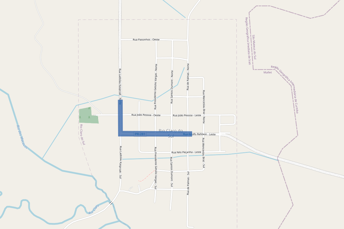 Mallet - mapa da pavimentação em Rio Claro do Sul
