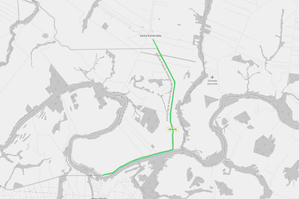 Mapa do trecho NPV da PR-578 em Santa Cruz do Monte Castelo