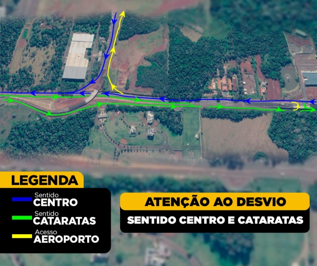 Rodovia das Cataratas terá alteração de tráfego a partir desta terça em Foz do Iguaçu