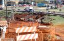 Andamento das obras no trevo Cataratas, em Cascavel