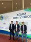 Diretor-geral do DER/PR Fernando Furiatti (centro), o diretor de Operações Alexandre Fernandes (direita), e o coordenador de concessões e pedágios rodoviários, Guilherme Luiz Conte (esquerda)