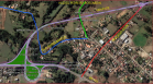 Mapa indicando o traçado da obra