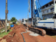 Perfuração e estacas da fundação dos novos viadutos de Sarandi