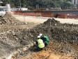 Atividades de arquéologo no canteiro de obras da Ponte de Guaratuba