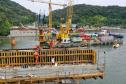Obras da ponte de Guaratuba em outubro de 2024