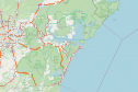 Mapa centralizado na malha rodoviária do Litoral