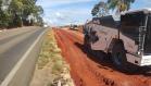 Terraplenagem na obra de restauração em concreto da PR-151 entre Ponta Grossa e Palmeira