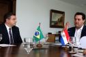 Reunião do governador Carlos Massa Ratinho Junior com a ministra de Indústria e Comércio do Paraguai, Liz Cramer; o governador do Departamento de Misiones, Carlos Arrechea Ortíz; o cônsul-geral do Paraguai no Brasil, Carlos José Fleitas Rodriguez, e empresários.  -  Curitiba, 14/02/2019  -  Foto: Gilson Abreu/ANPr